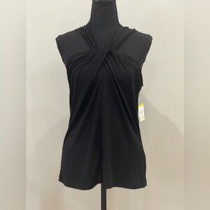 EUC Anne Klein Black Twist Sleeveless Blouse